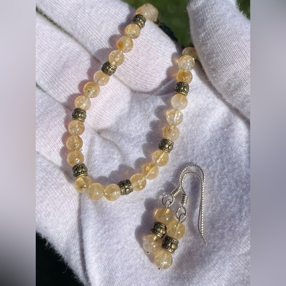 Citrine Gemstone Bracelet With Matching Earrings